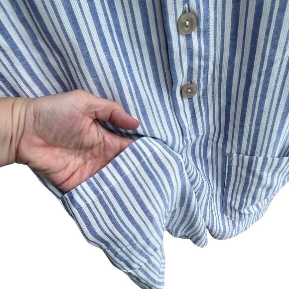 🌴 Xhilaration Blue & White Striped Tie Strap Romper - Size M - Picture 7 of 13